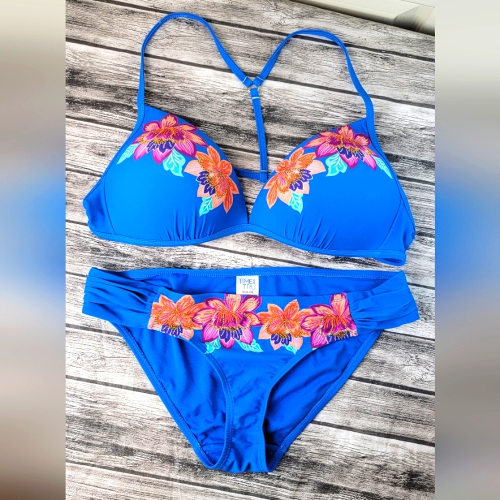 Time and Tru TROPICAL Floral Bikini